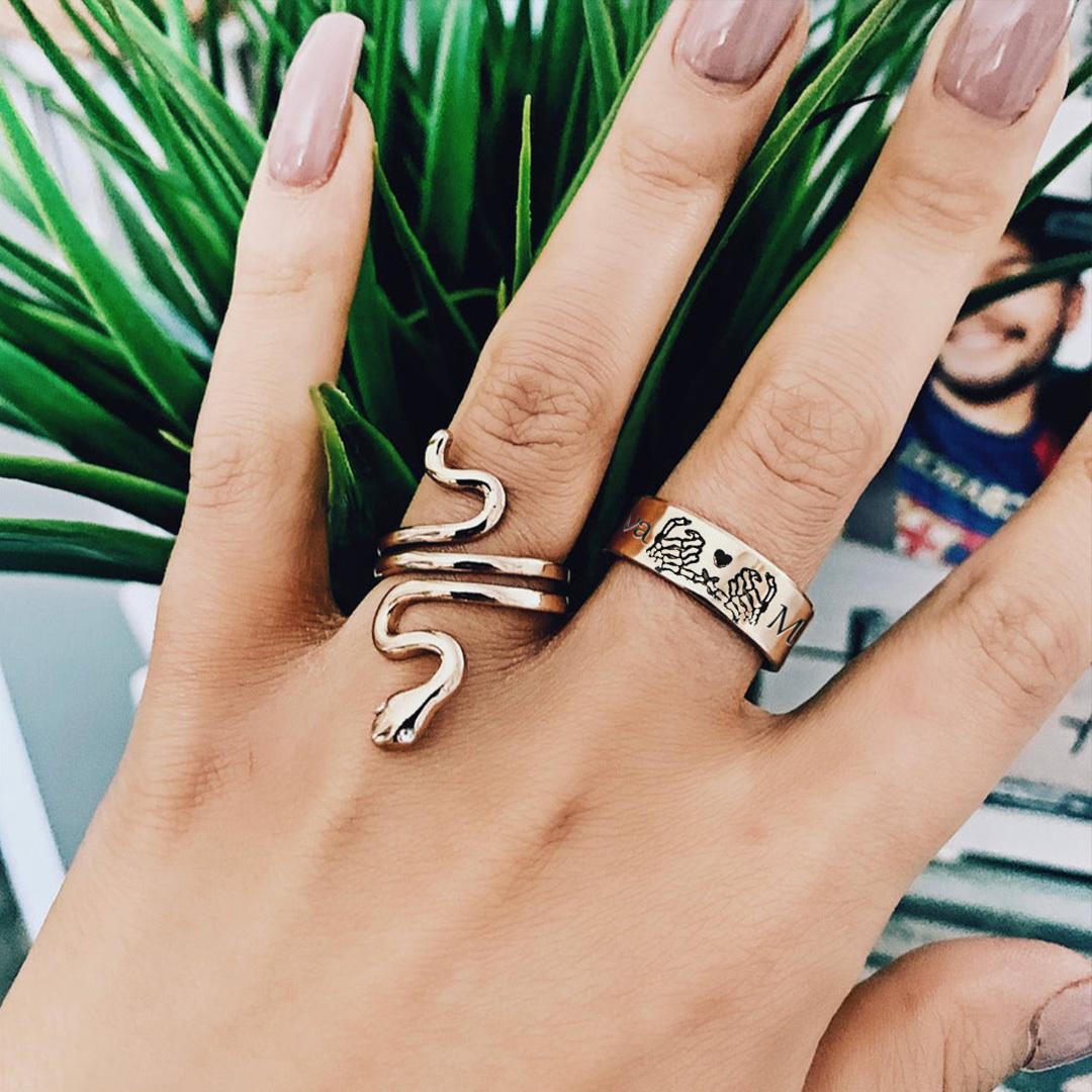 For Mother- S925 Skeleton Promise Custom Name Ring