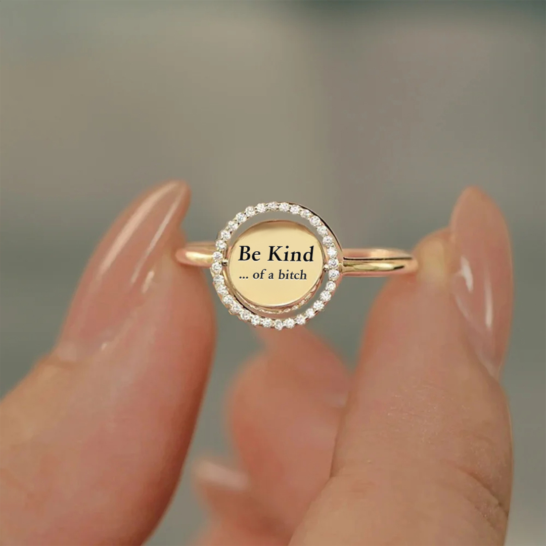 Rotatable Round Be Kind Diamond Ring