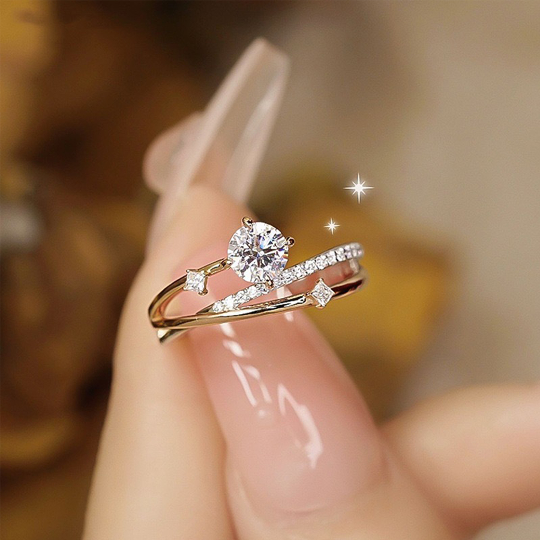 Diamond Cross Open Ring