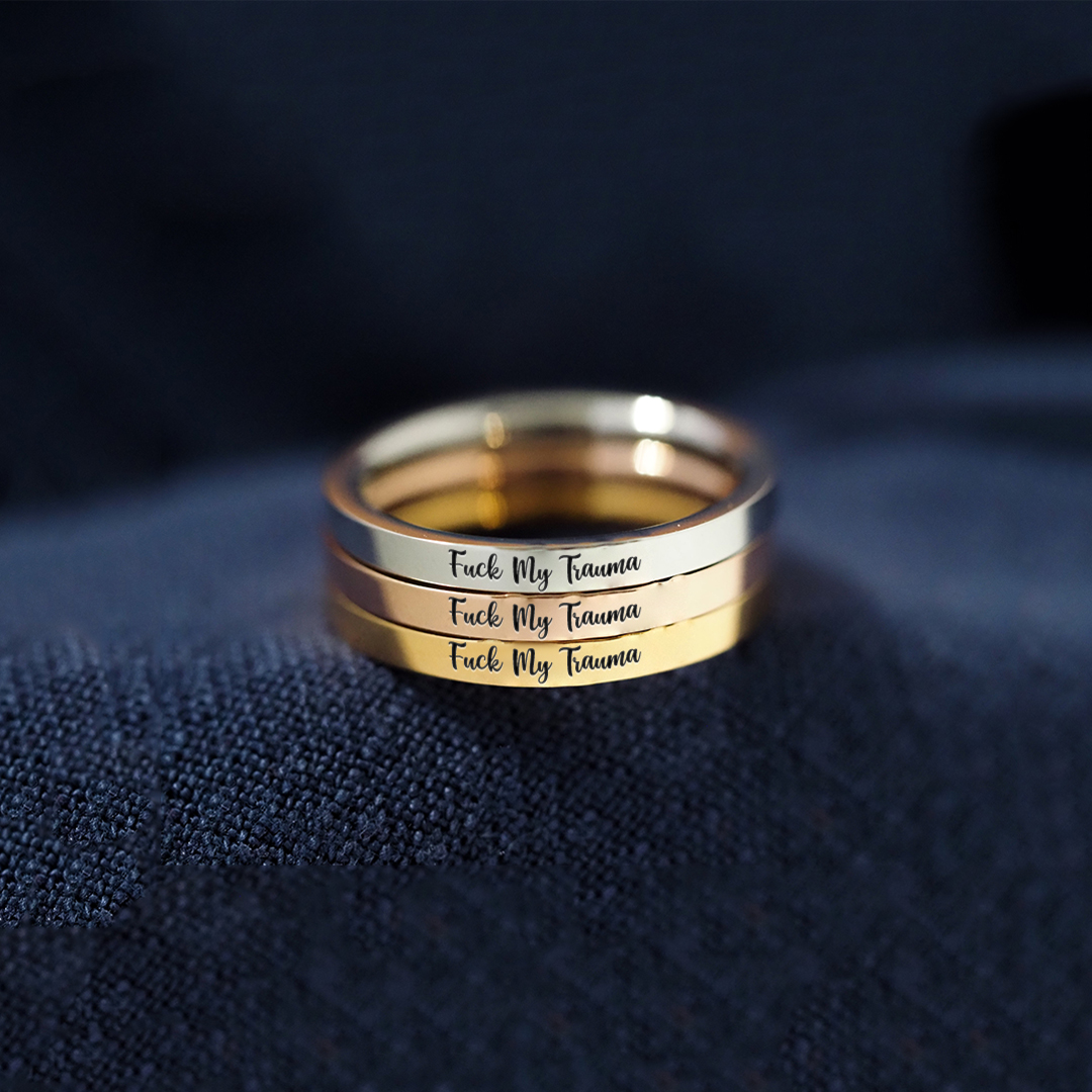 S925 Fuck My Trauma Circle Ring 