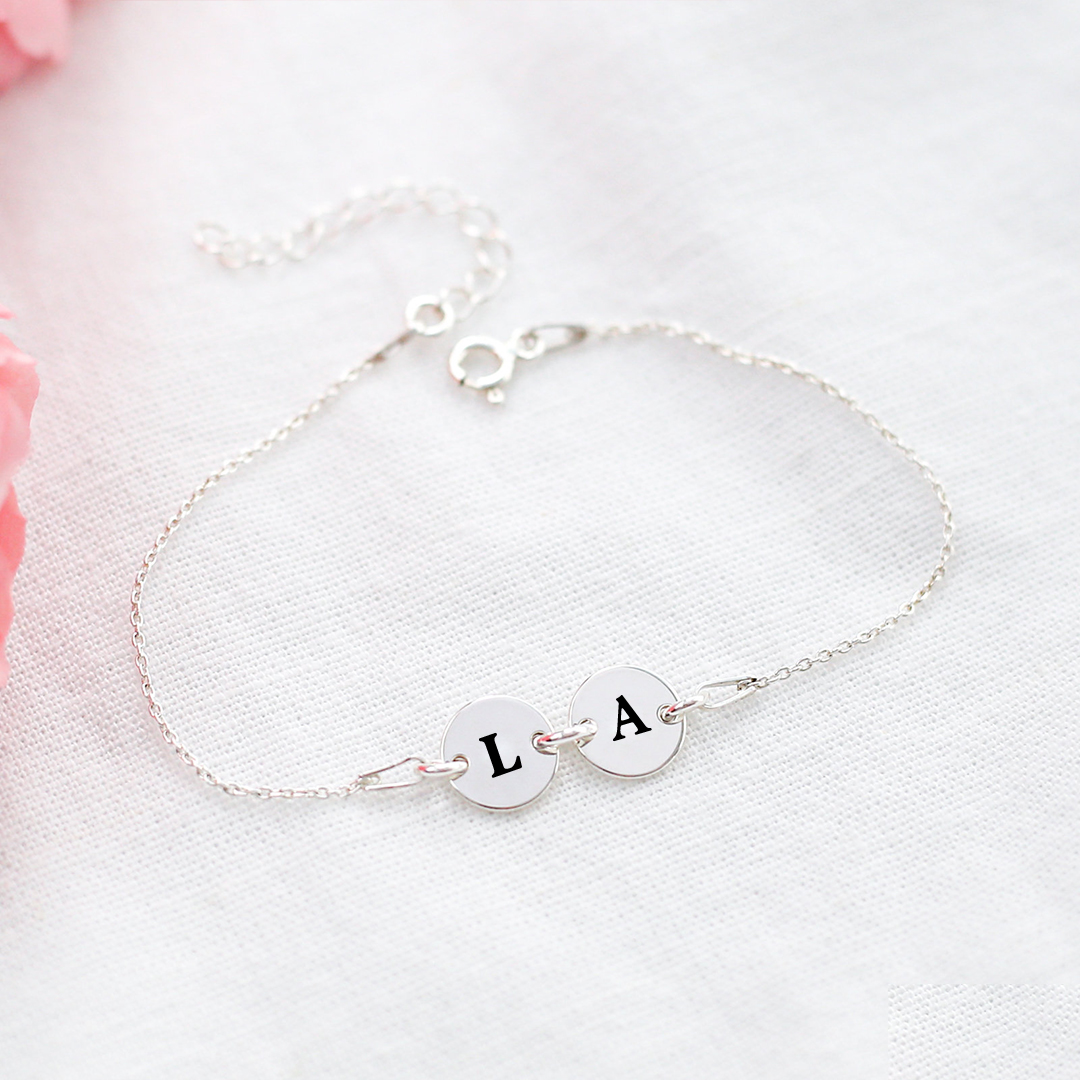 Mother And Daughter Forever Linked Together Custom Initials Bracelet