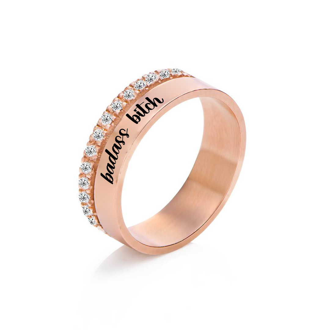 Badass Bitch Dainty Diamond Double Band Ring