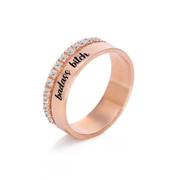 Badass Bitch Dainty Diamond Double Band Ring