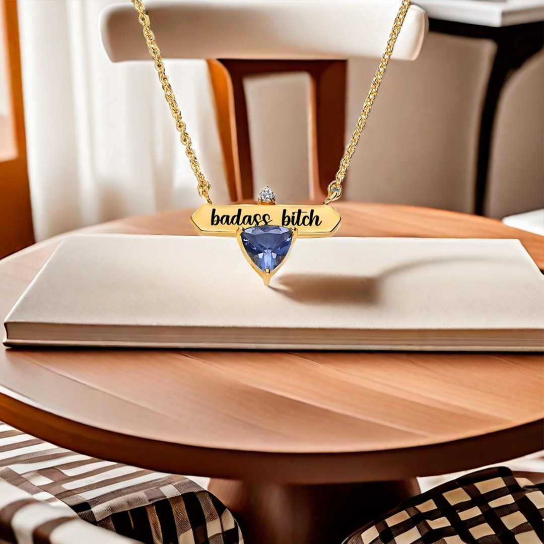 Badass Bitch Custom Birthstone Necklace