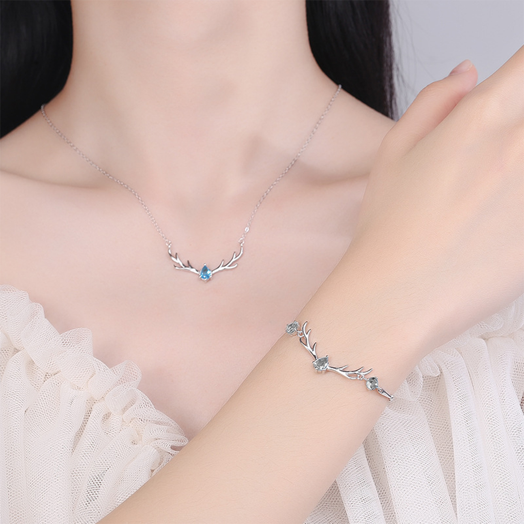 For Love -  My Hunt Was Over The Day I Met You Deer Antler Diamond Bracelet
