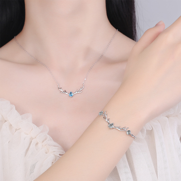 For Love -  My Hunt Was Over The Day I Met You Deer Antler Diamond Bracelet