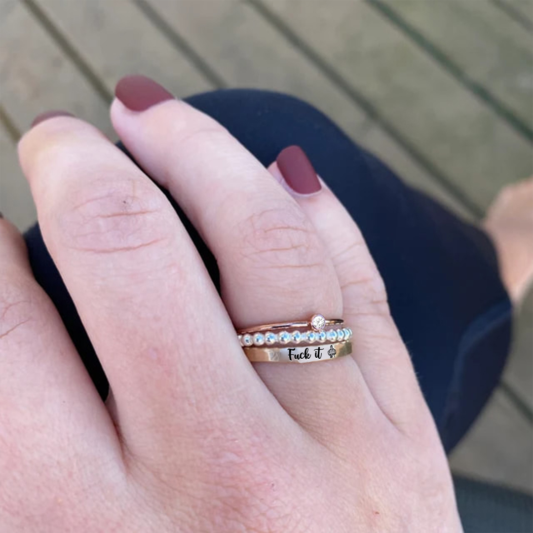 S925 Fuck It Stacked Ring - 3 Rings Set