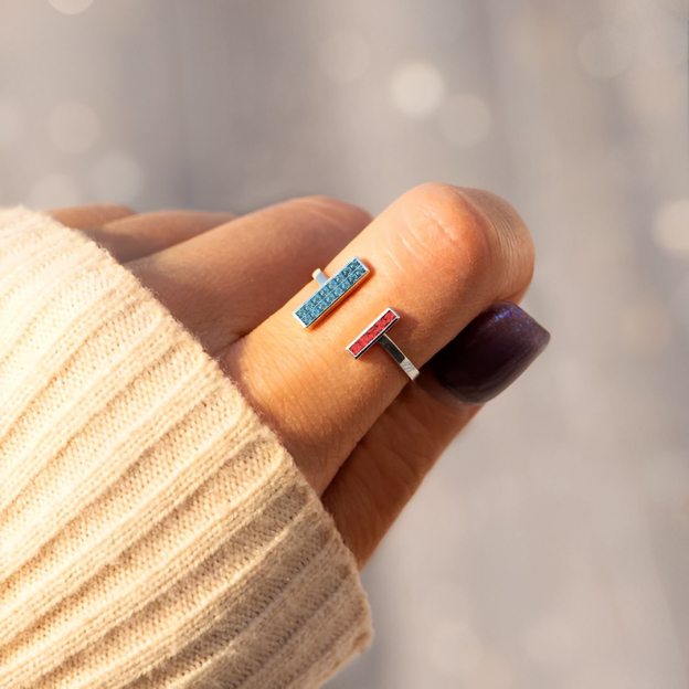 For Mother/Daughter -Thick and Thin Customized Birthstones Ring