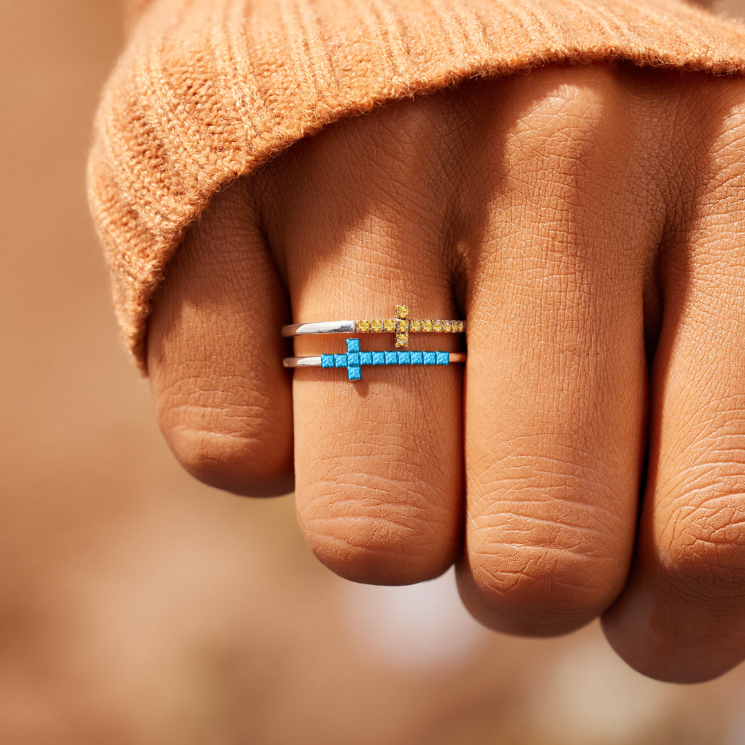 To My Daughter Pray Through It Double Cross Birthstone Custom Ring