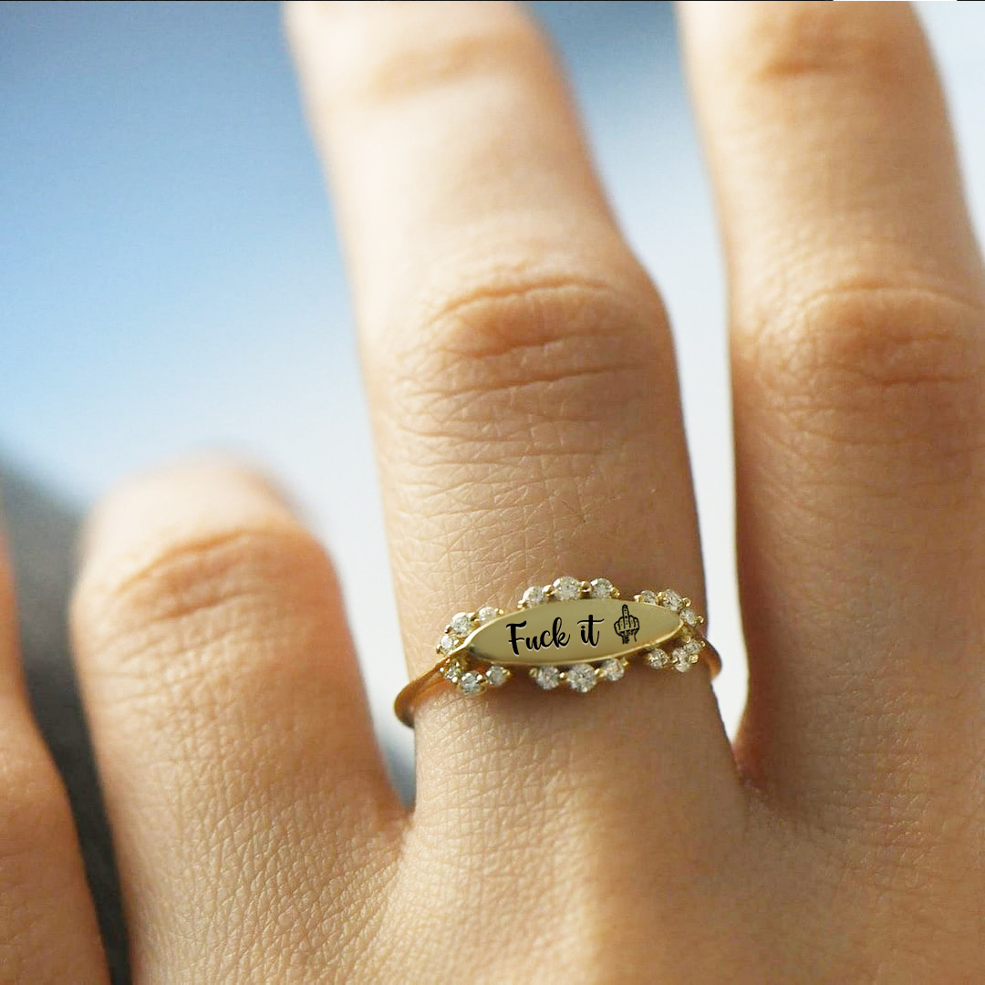 Fuck It Diamond Oval Ring