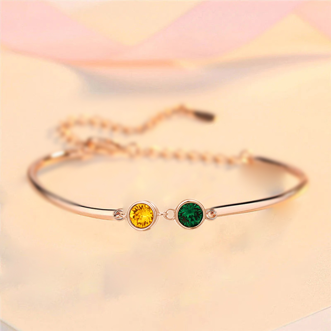 Mother And Daughter Forever Linked Together Two Custom Birthstones Bracelet