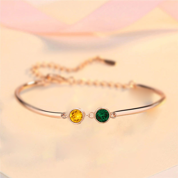 Mother And Daughter Forever Linked Together Two Custom Birthstones Bracelet