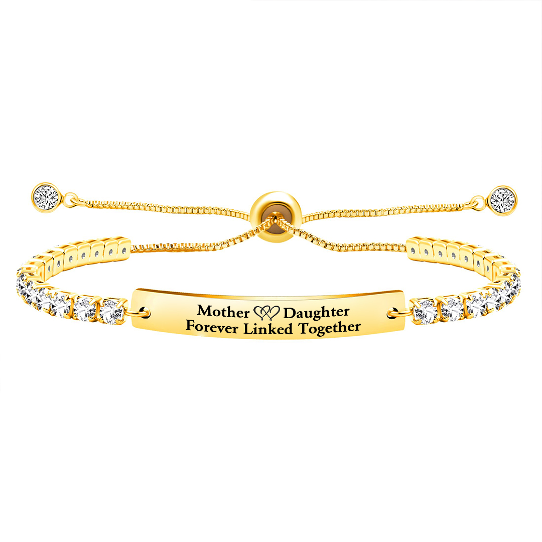 Mother and Daughter Forever Linked Together Long Strip Tennis Bracelet