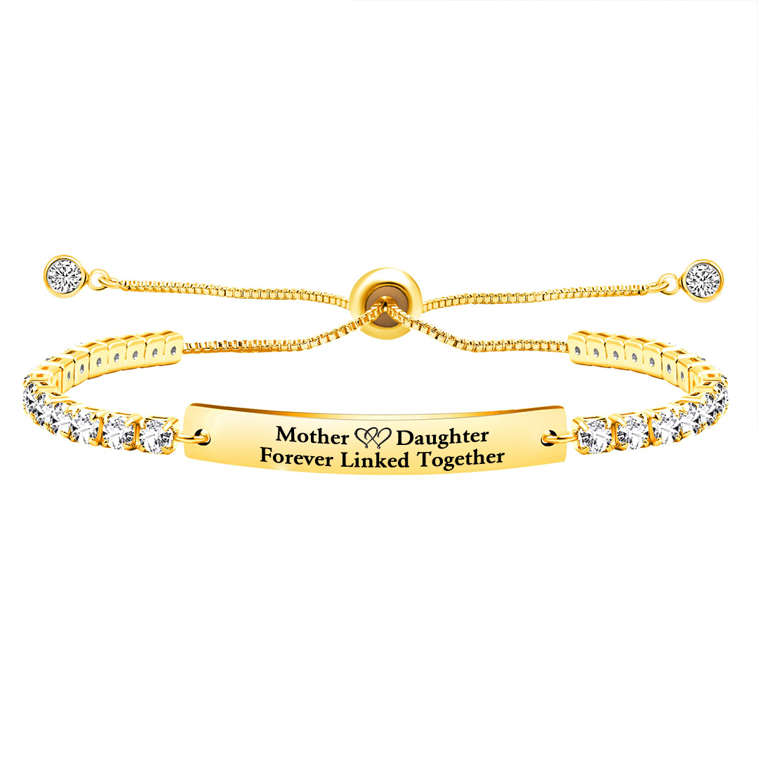 Mother and Daughter Forever Linked Together Long Strip Tennis Bracelet