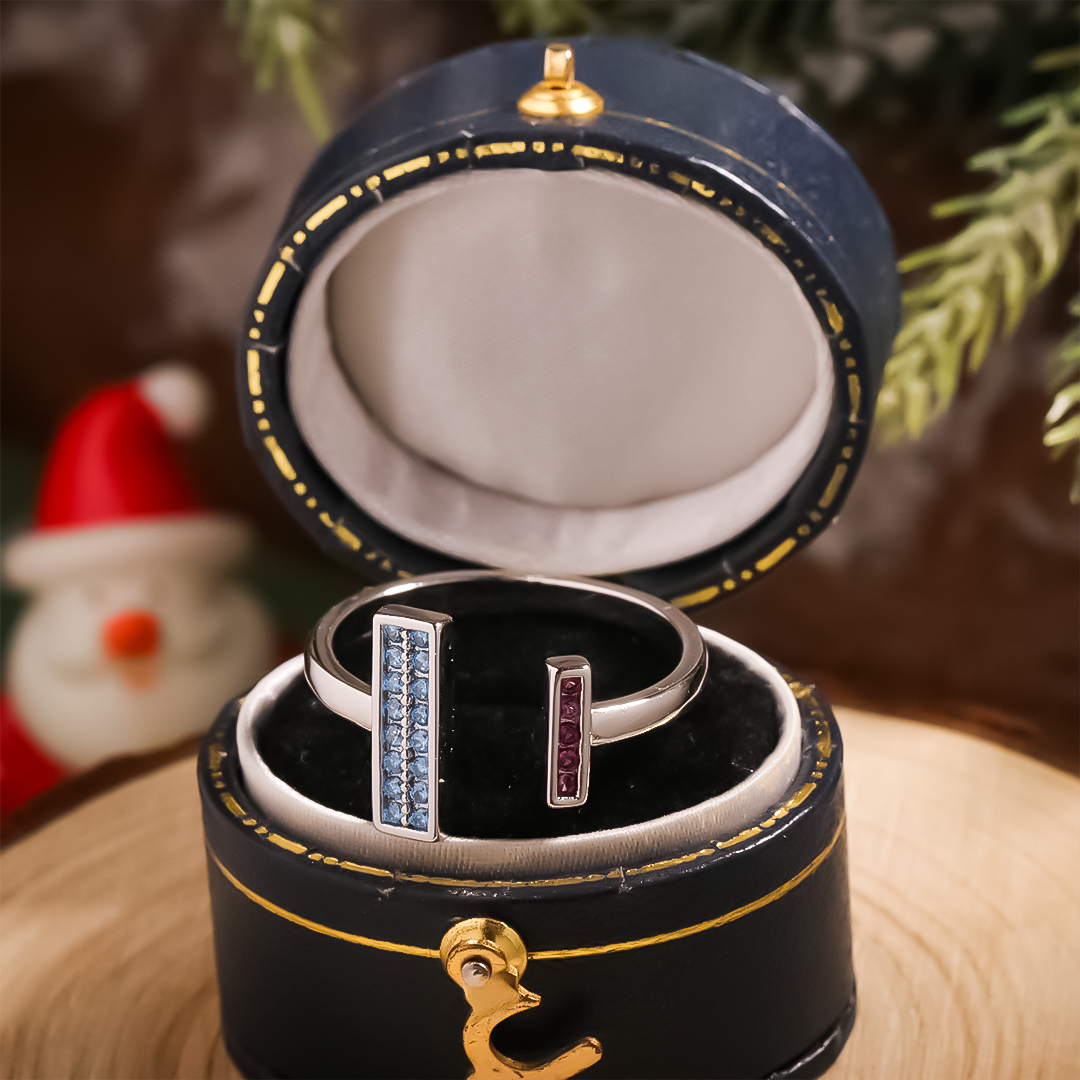 For Mother/Daughter -Thick and Thin Customized Birthstones Ring