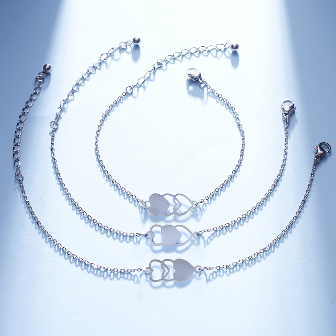 For Mother/Daughter - Lying Down Heart Bracelet Set