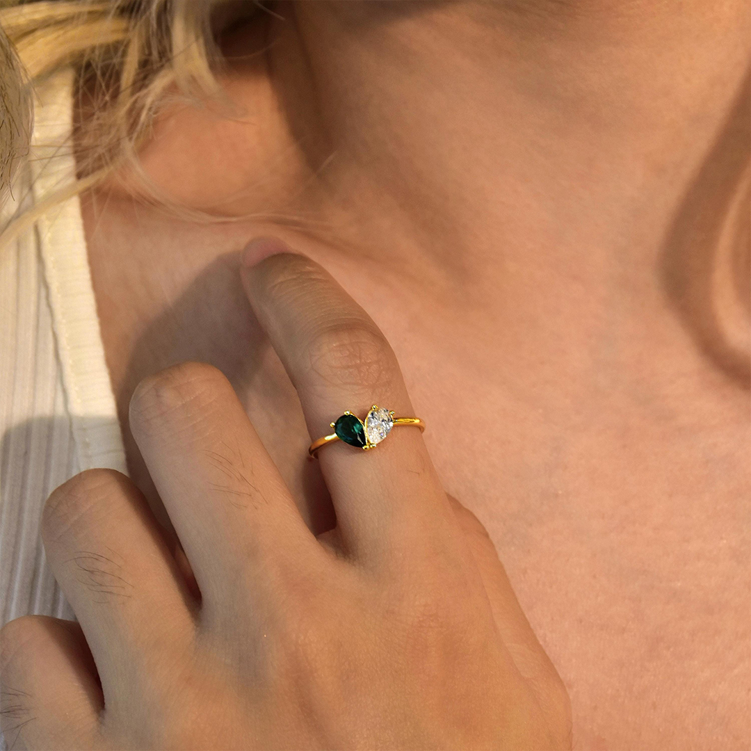 Mother & Daughter Forever Linked Together Customized Birthstones Heart Ring