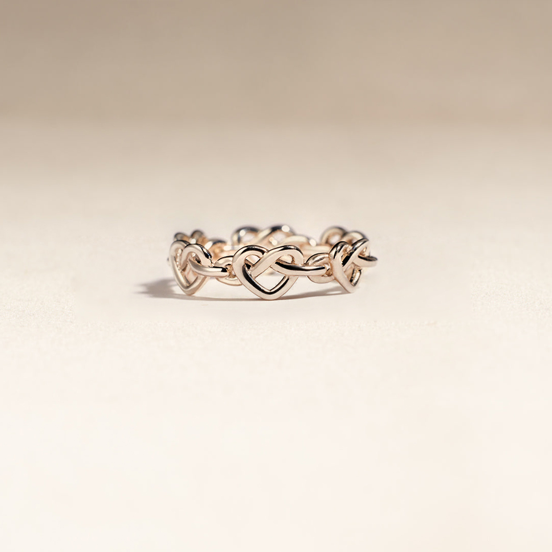 Mother & Daughter Always Connected Infinity Heart Knot Ring