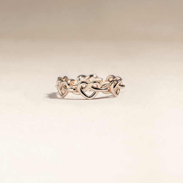Mother & Daughter Always Connected Infinity Heart Knot Ring
