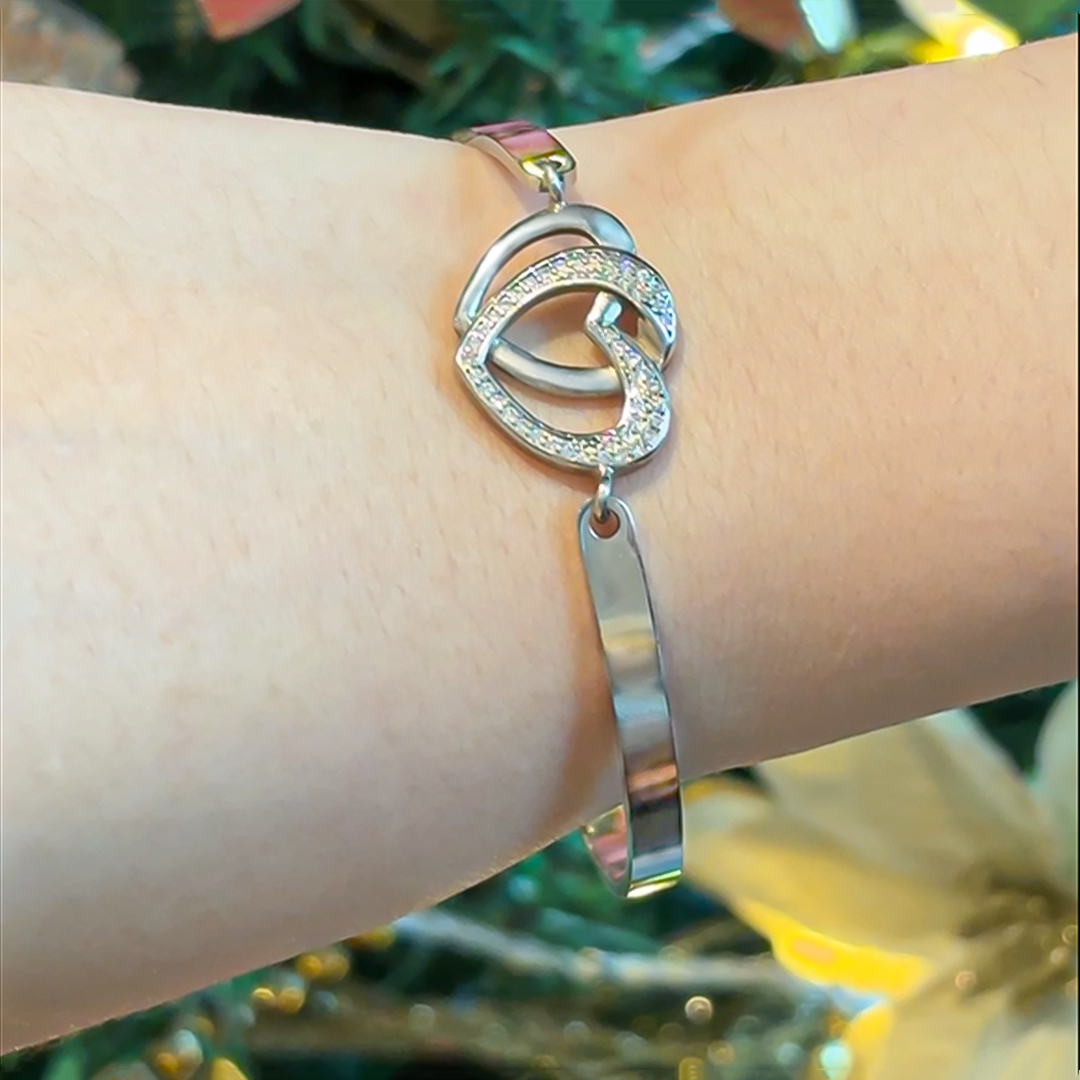 Mother & Daughter Forever Linked Together Double Heart Bracelet