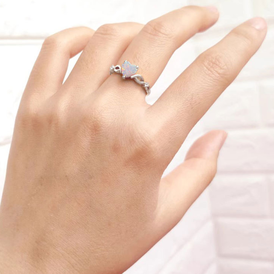 Heart Crossover Opal Ring