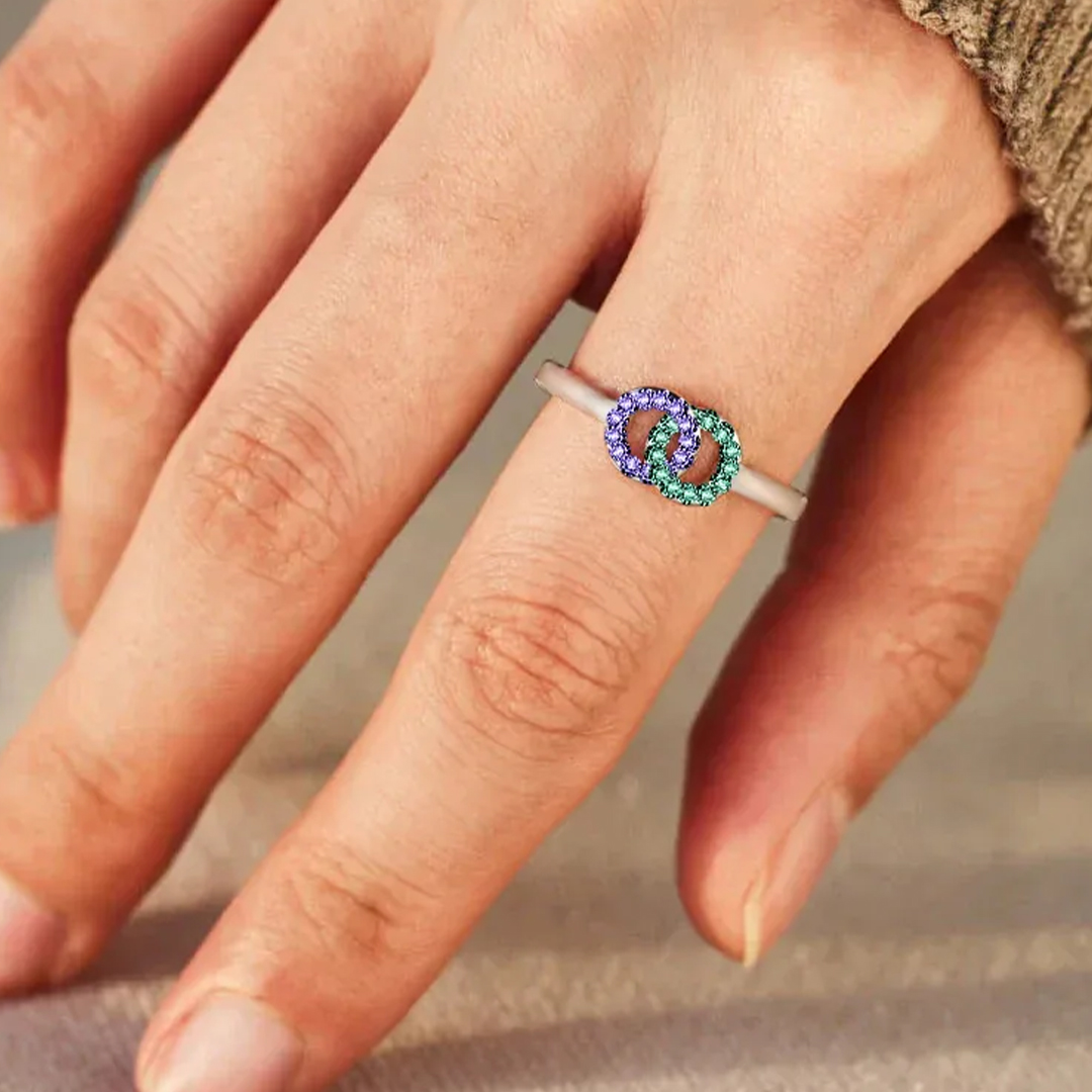 S925 Promise Forever Custom Birthstones Interlocking Ring