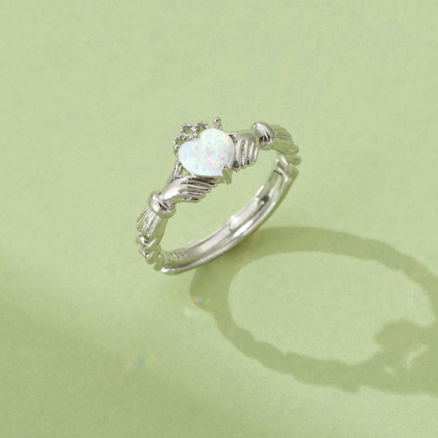 S925 Claddagh Opal Ring Ring