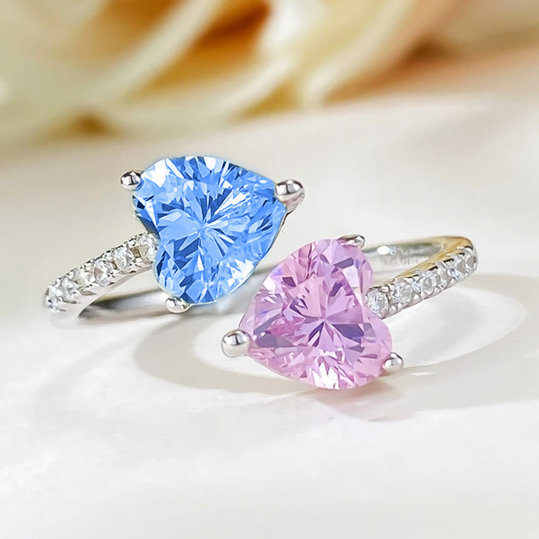 Mama of an Angel Pink & Blue Diamond Open Ring