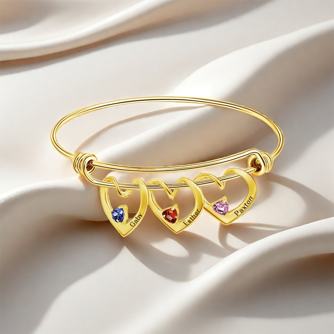 For Mom- Name And Birthstone Custom bangle