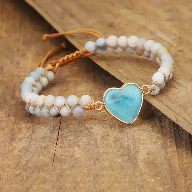 For Granddaughter - Love You Forever Blue Beads Heart Bracelet