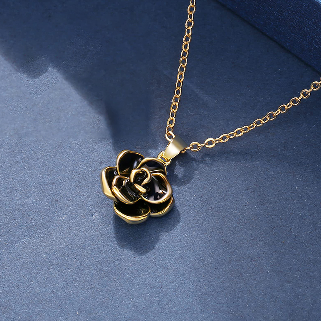 Strong As Fuck Black Rose Elegant Necklace