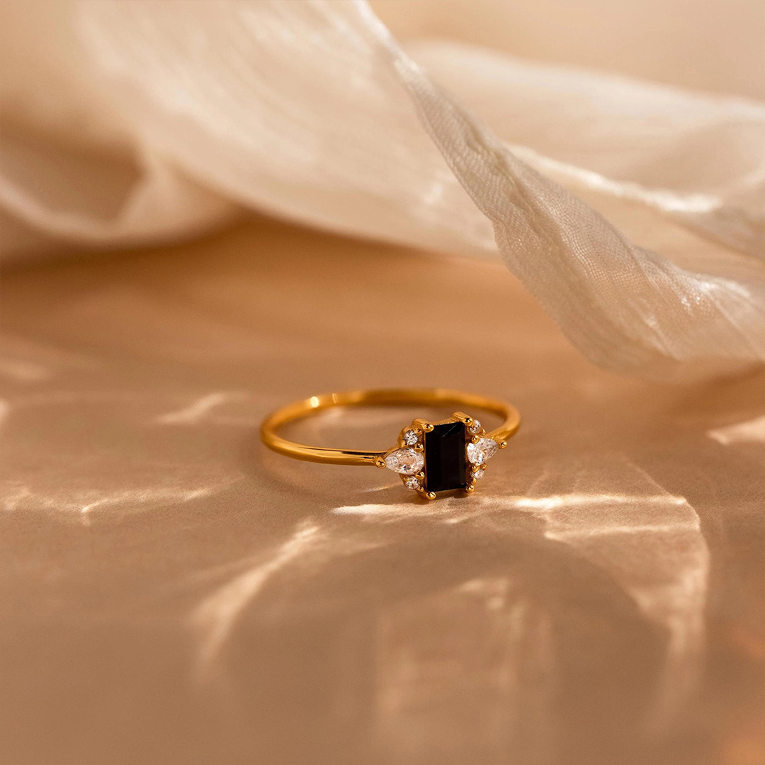 For Self - Love me until I am me again Black Square Diamond Ring