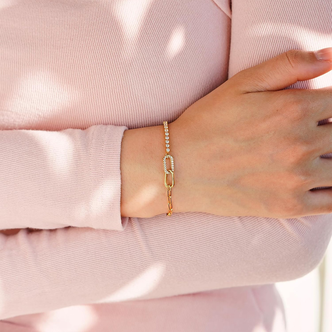 For Mother and Daughter-Half Diamond Chain Circle Bracelet