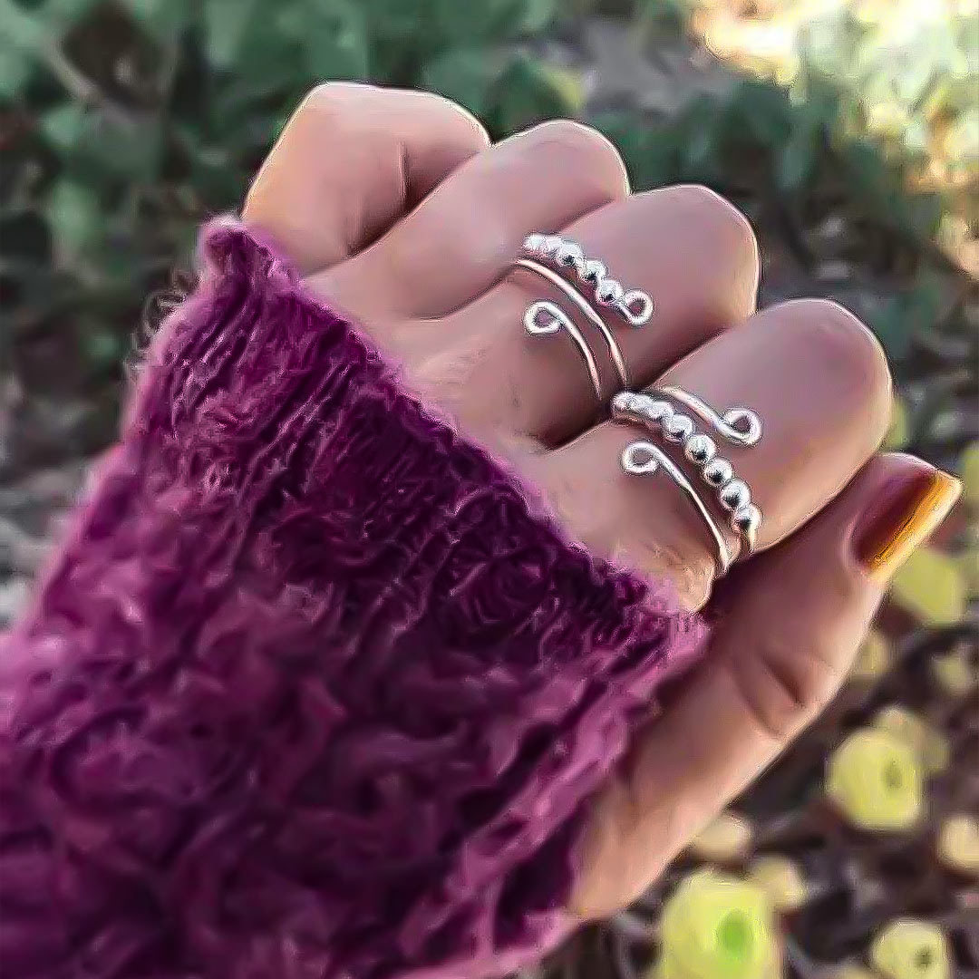 S925 Just Breathe Circle Beads Fidget Ring