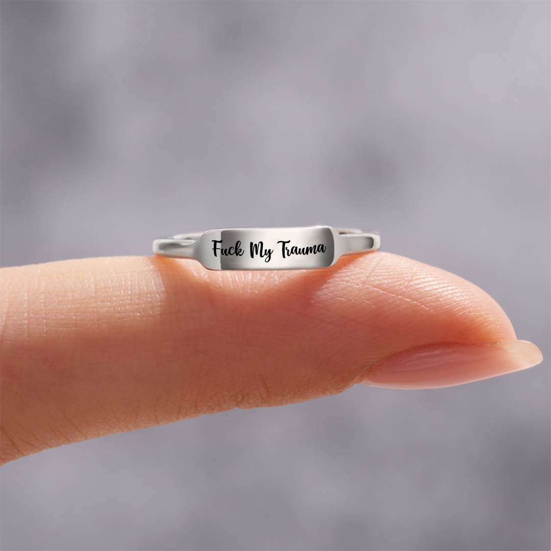 Fuck My Trauma Dainty Bar Ring