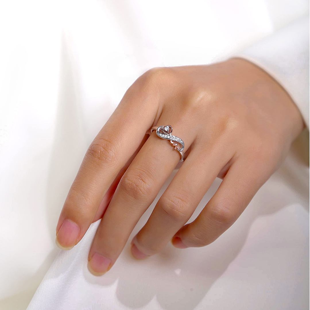 For Granddaughter - S925 I Am So Proud Of You Infinite Love Heartbeat Ring