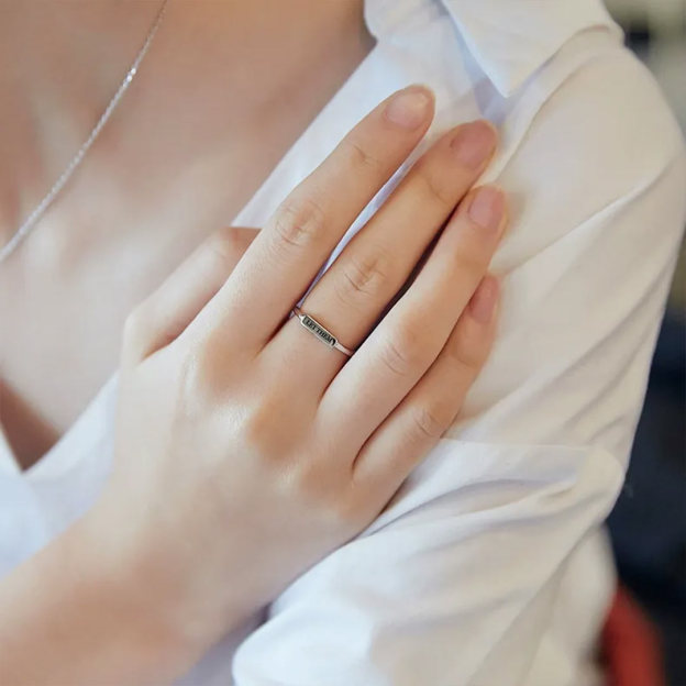 Let Them Silver Bar Open Ring