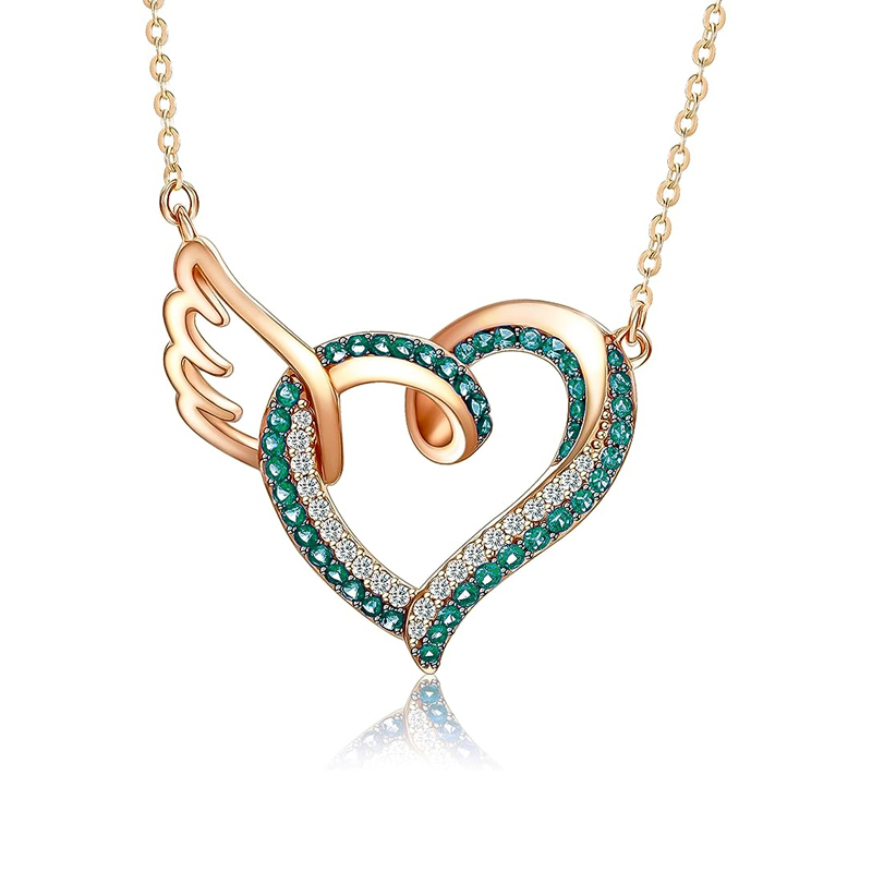 For Memorial - Life And Death Birthstone Love Wings Necklace