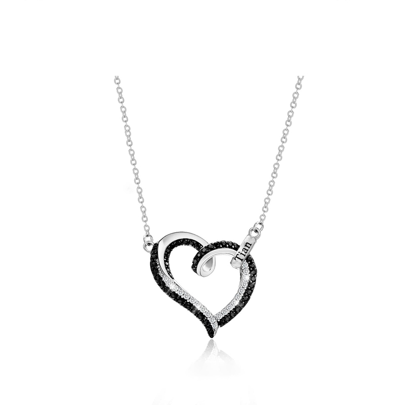 For Memorial - Life And Death Black Diamond Love Name Custom Necklace