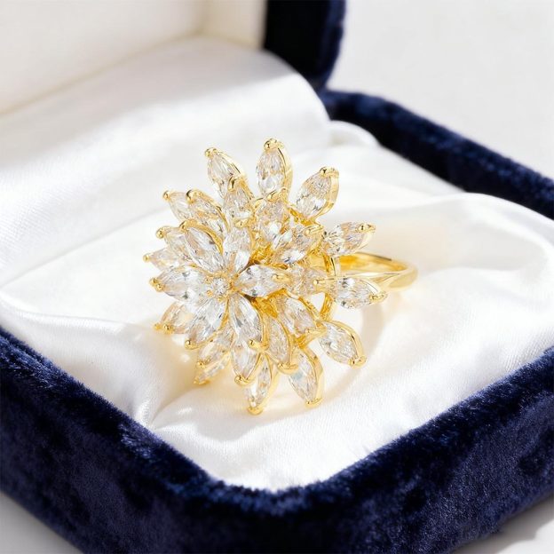 Fuck It and Begin Again-Rotating Snow Lotus Open Ring