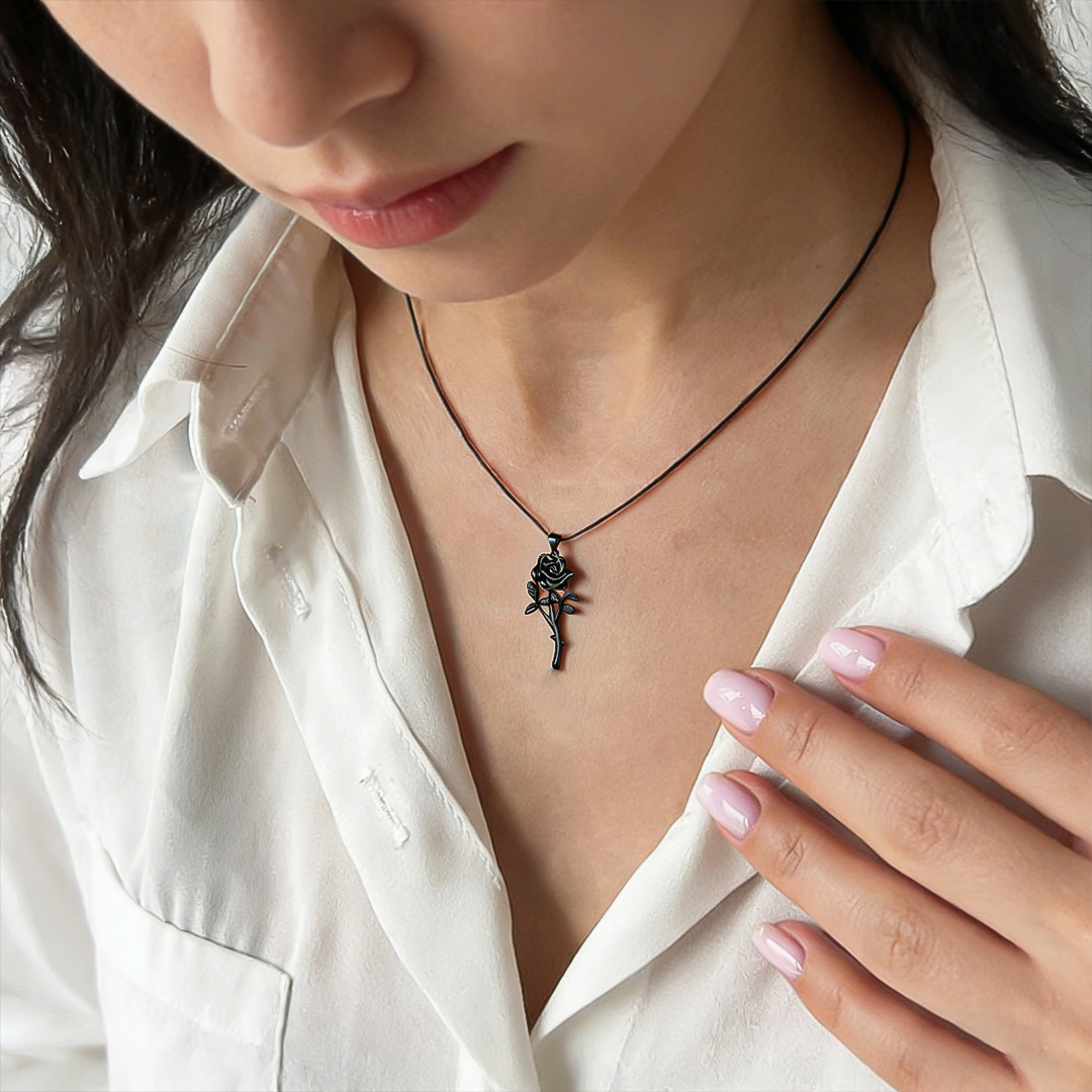 Begin Again Black Rose Necklace