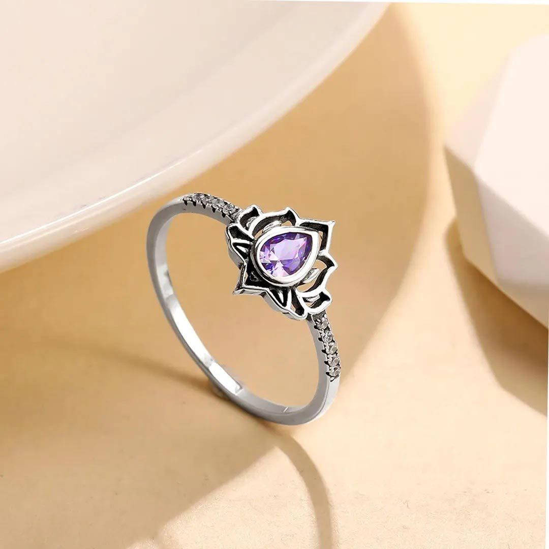 Alzheimer Dementia Awareness Purple Lotus Ring
