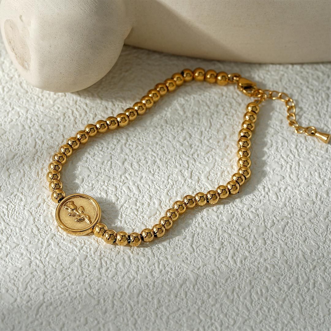 For Self-Made Of Fire Rose Print Beaded Bracelet