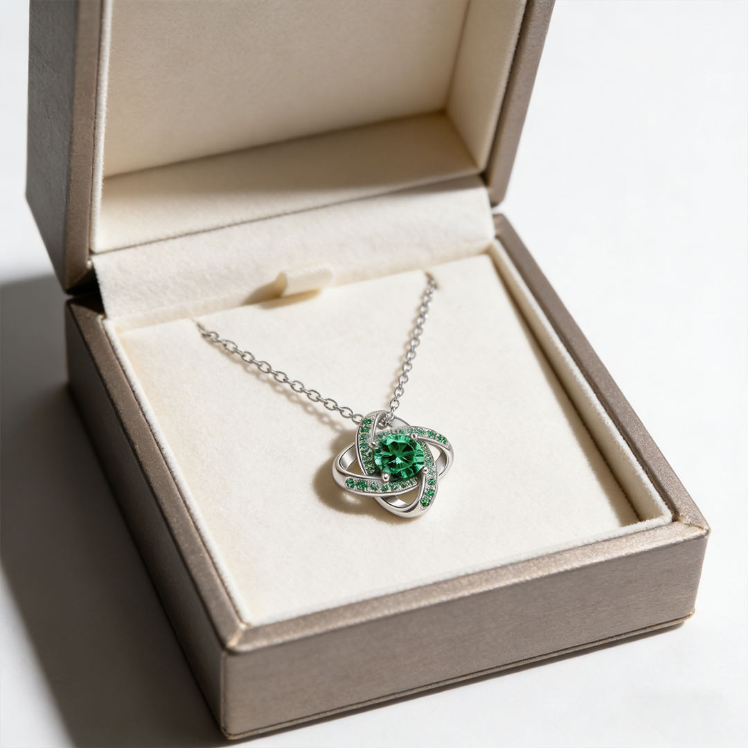 Irish Celtic Knot Emerald Necklace