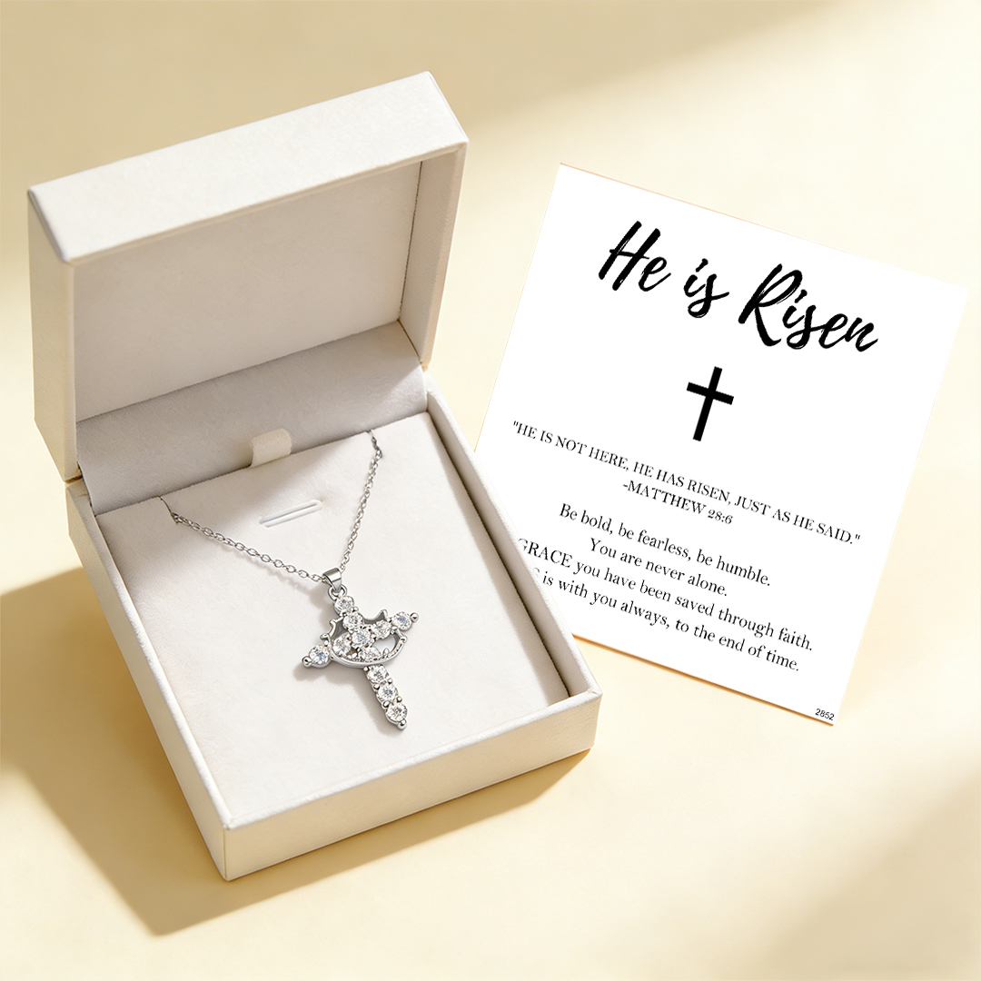 Easter Day Special Offer - Jesus Is With You Always Crown Cross Necklace