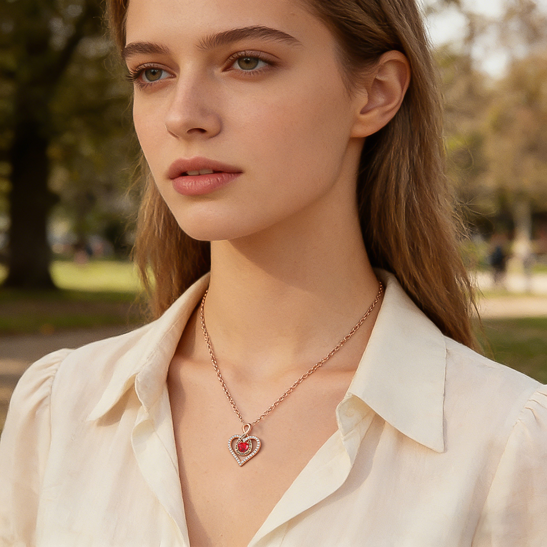 For Mom - I Love You Diamond Infinity Heart Necklace