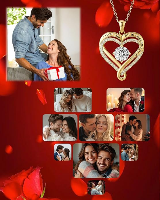 For Love - I Love You For Always & Forever Necklace With Rose Box