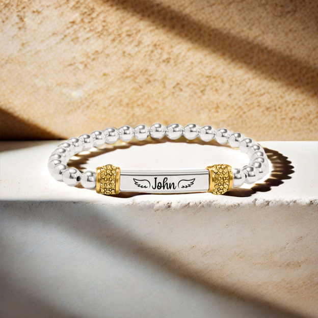 For Memorial -  I'm a Wife to a Husband  Custom Name Bead Bracelet