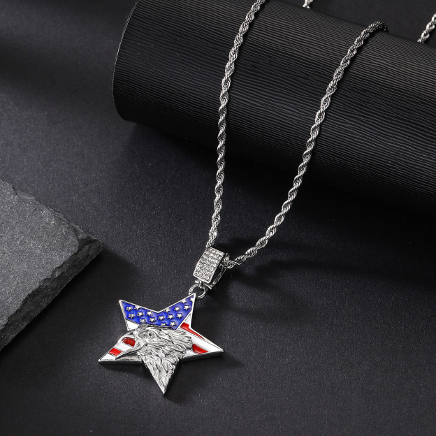American Eagle US Flag Necklace