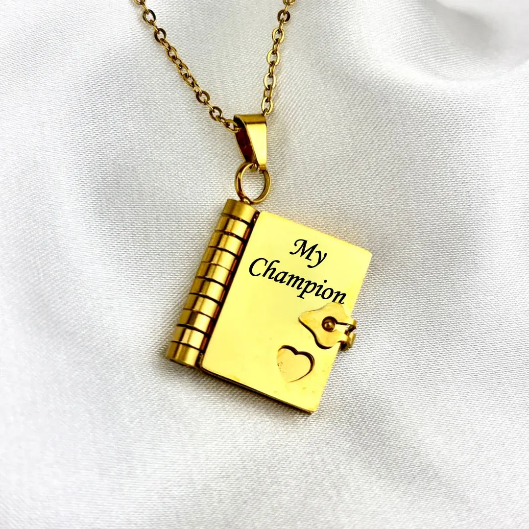 For Son - My Champion Book Necklace